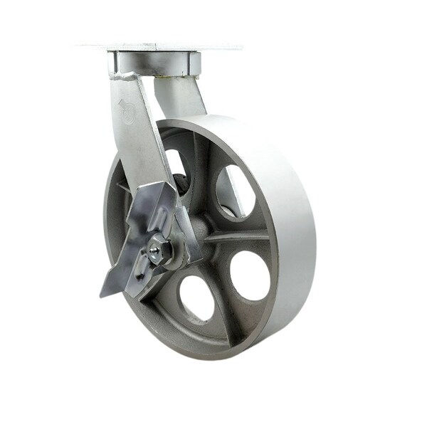 Service Caster 12'' Heavy Duty Semi Steel Cast Iron Caster with Brake and Swivel Lock CRAN-SCC-KP92S1230-SSR-SLB-BSL - main